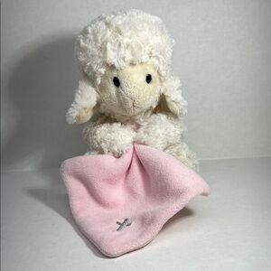 Cuddly Lamb Plush Toy with Pink Blanket